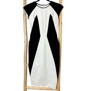 Kimora Lee Simmons black white color block cap sleeve sheath dress 4 NWT $795